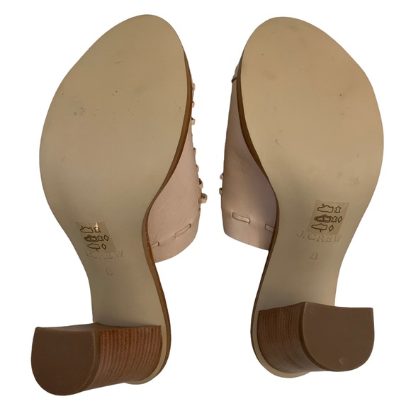 J. Crew Marlow Huarache Mule Heel Sandals Leather Light Blush Pink NEW - Picture 6 of 9